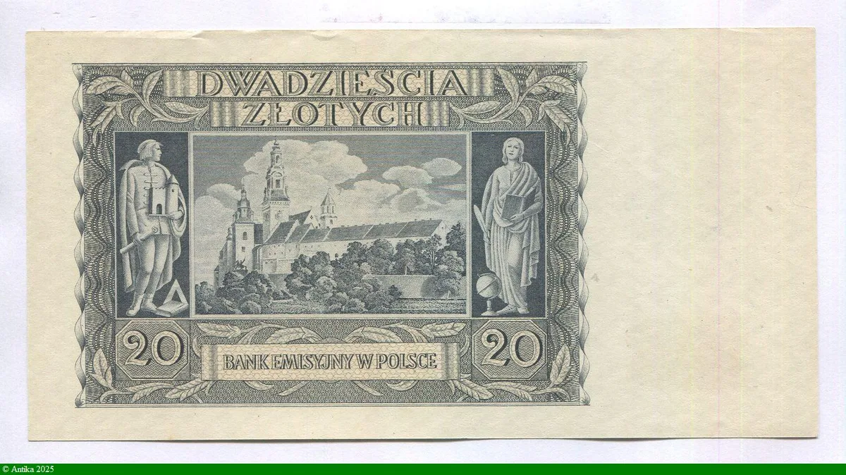 20 Zlotych Agriculteur, statue de femme avec enfants, Emilie Plater.
