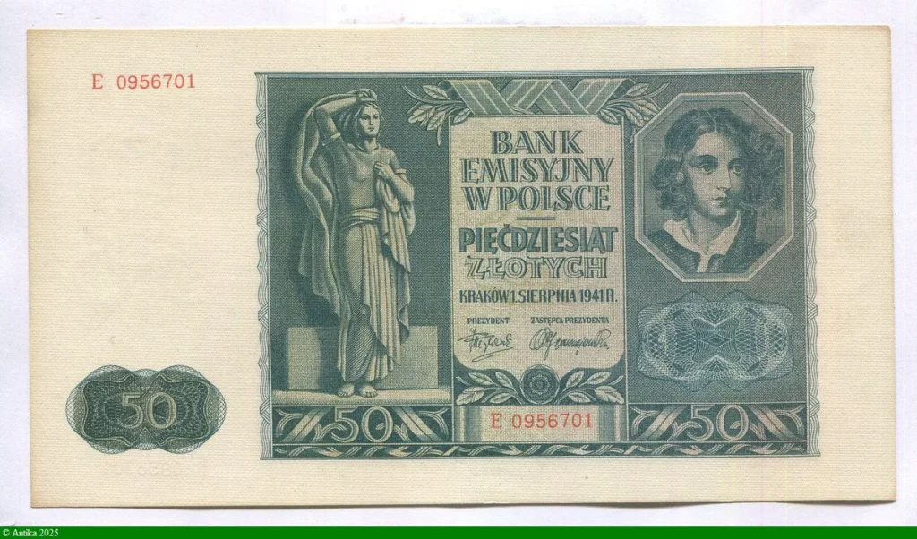 50 Zlotych Emília Plater & Allégorie féminine