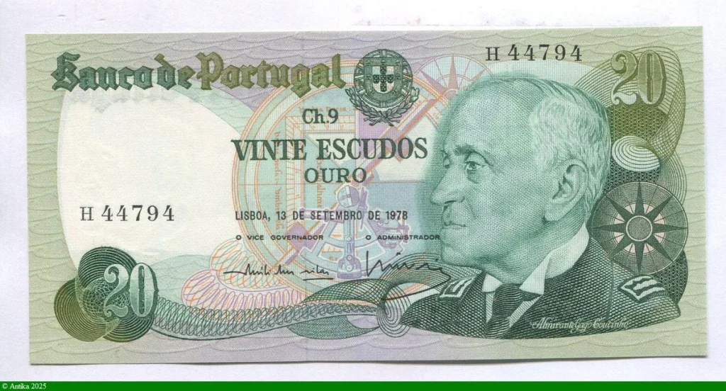 20 Escudos Portrait de l'amiral Gago Coutinho