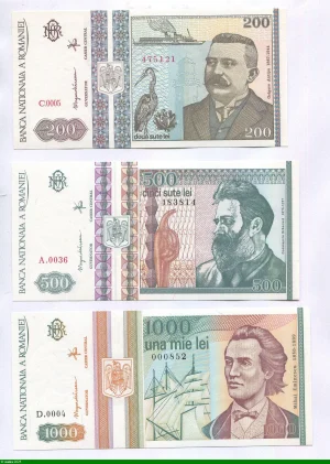 Lot de 3 Billets 200/500 & 1000 Lei