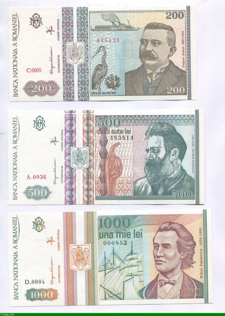 Lot de 3 Billets 200/500 & 1000 Lei