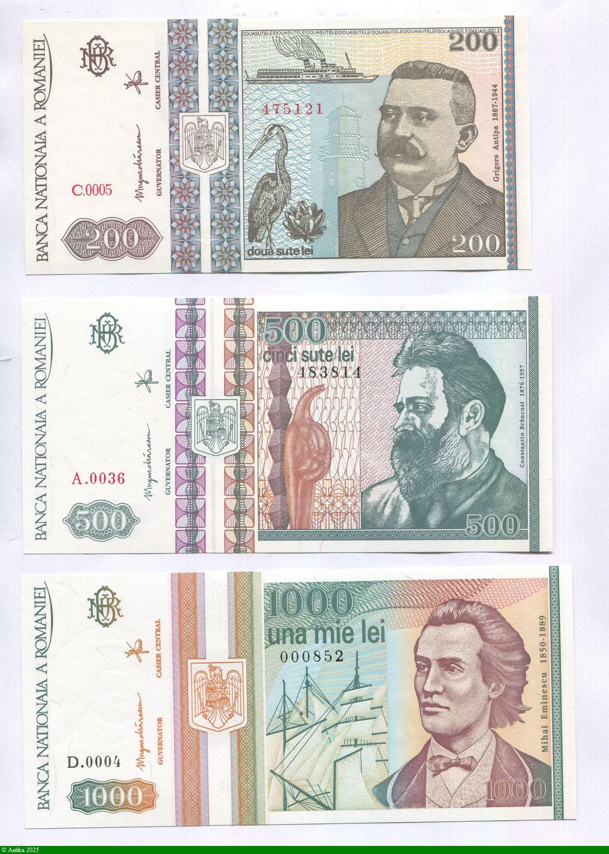 Lot de 3 Billets 200/500 & 1000 Lei