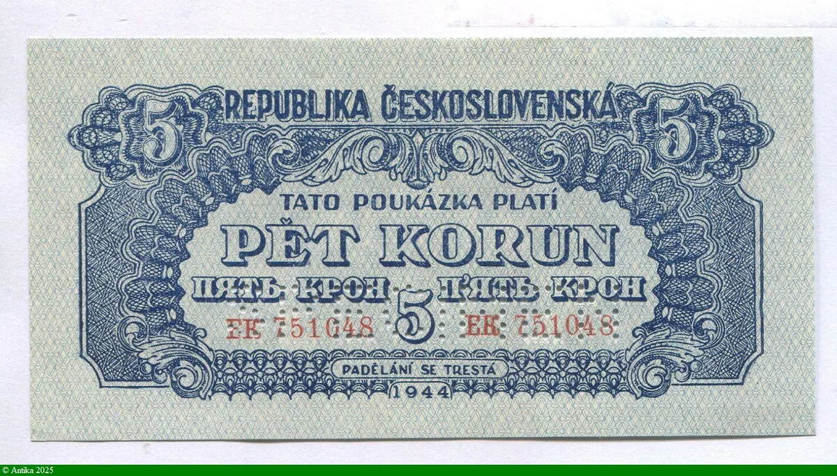 5 Korun Bleu SPECIMEN