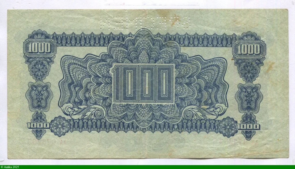 1000 Korun Bleu SPECIMEN