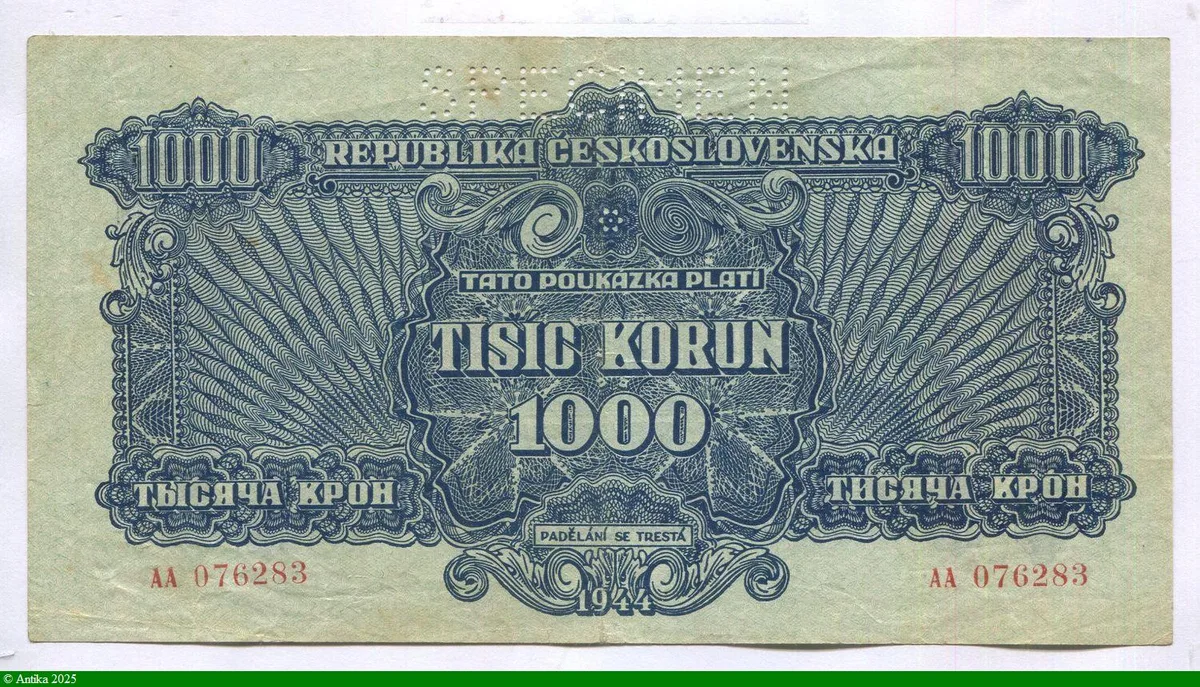 1000 Korun Bleu SPECIMEN