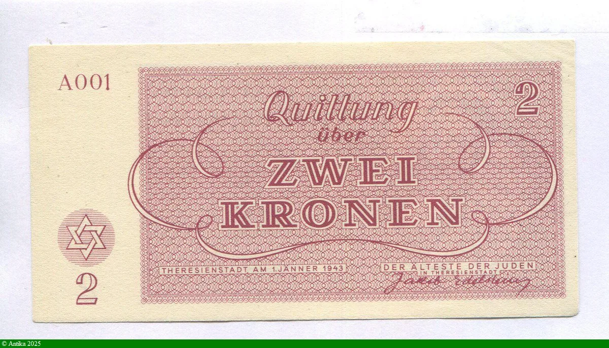 2 Kronen Ghetto de Théreisienstadt Occupation Allemande