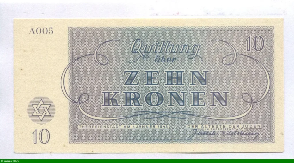 10 Kronen Ghetto de Théreisienstadt Occupation Allemande