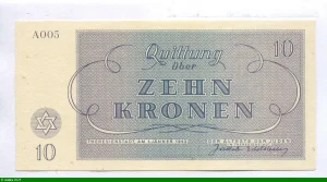 10 Kronen Ghetto de Théreisienstadt Occupation Allemande