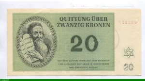 20 Kronen Ghetto de Théreisienstadt Occupation Allemande