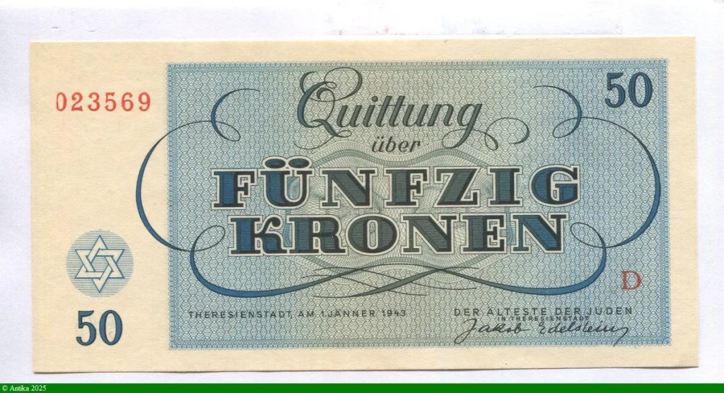 50 Kronen Ghetto de Théreisienstadt Occupation Allemande