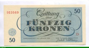 50 Kronen Ghetto de Théreisienstadt Occupation Allemande