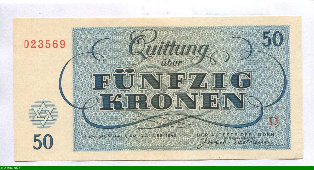 50 Kronen Ghetto de Théreisienstadt Occupation Allemande