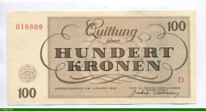 100 Kronen Ghetto de Théreisienstadt Occupation Allemande