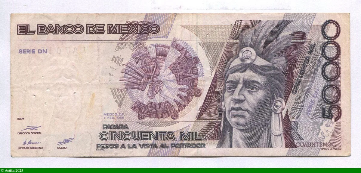 50000 Pesos Cuanhtemoc Atzèque