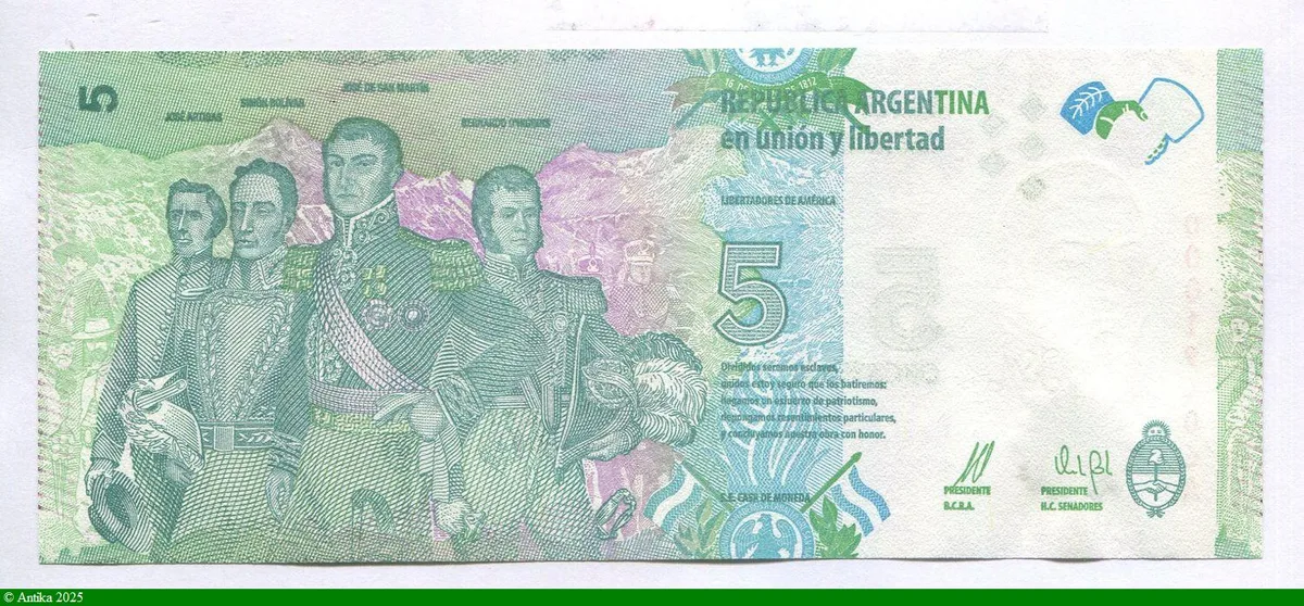 5 Pesos José de San Martin * *