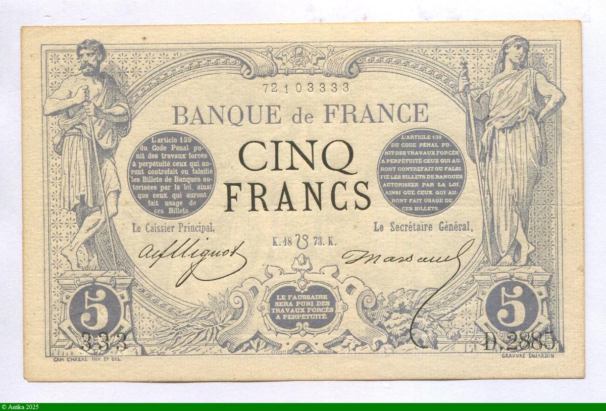 5 FRANCS NOIR - Type 1871