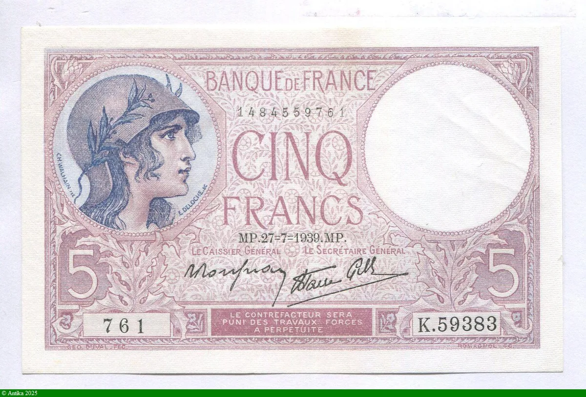 5 FRANCS VIOLET - Type 1917 modifié