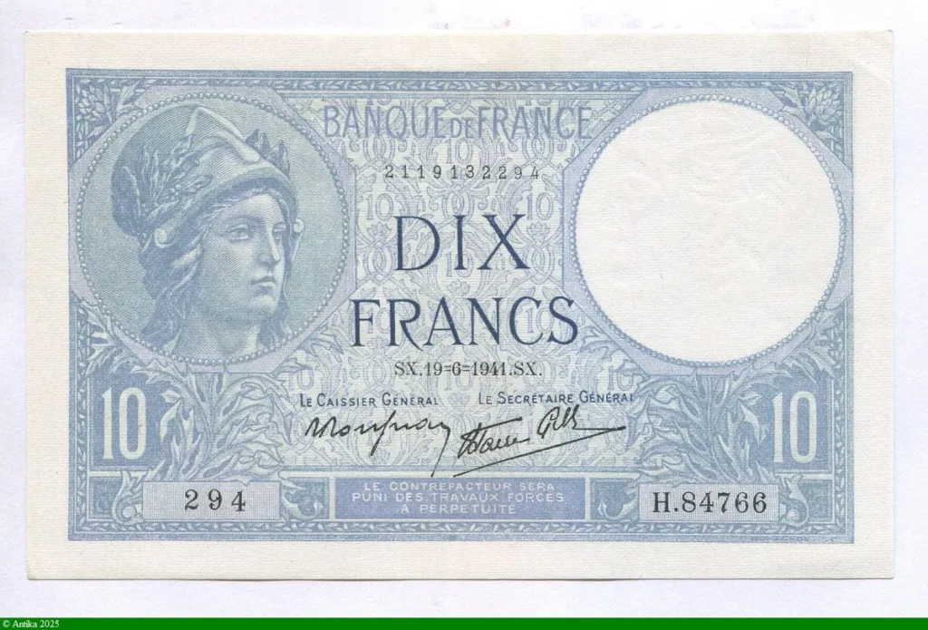 10 FRANCS MINERVE - Type 1915 modifié