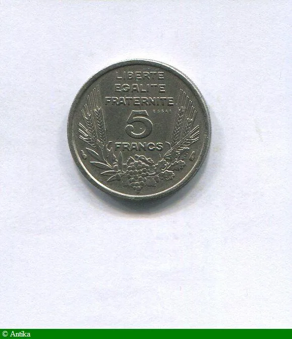 5 FRANCS BAZOR Nickel Essai au revers à dte du 5