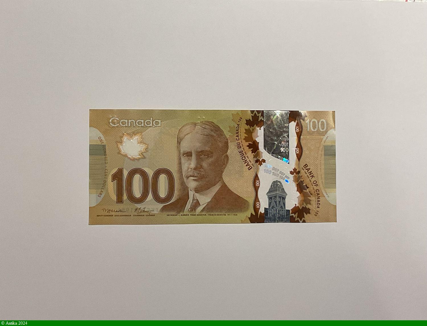 100 Dollars Sir Robert Laird Borden Polymère
