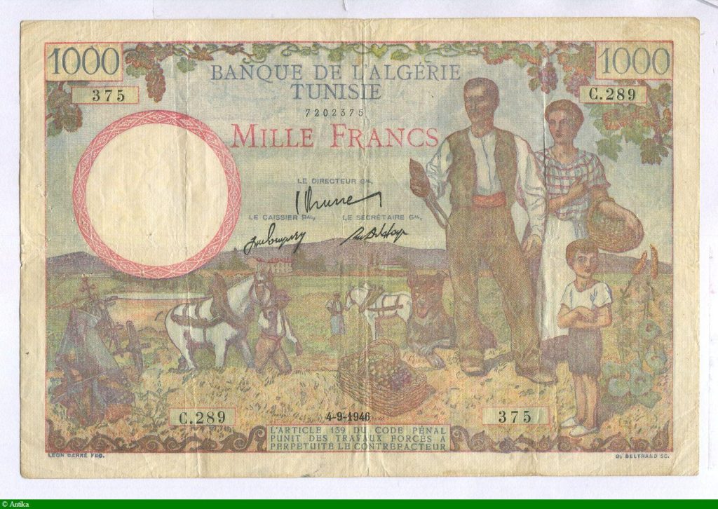 1000 FRANCS Couple de Fermiers