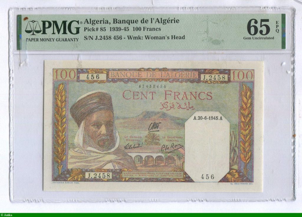 100 FRANCS Notable Algérien
