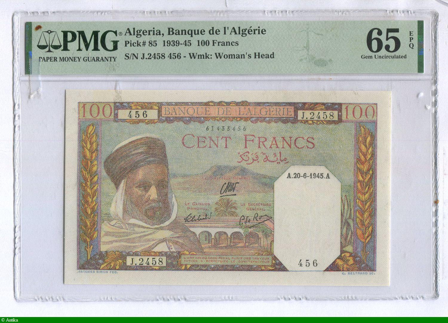 100 FRANCS Notable Algérien