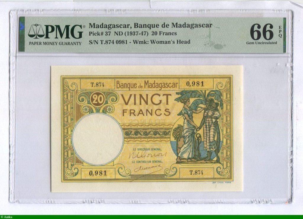 20 FRANCS Femme Français & Malgache