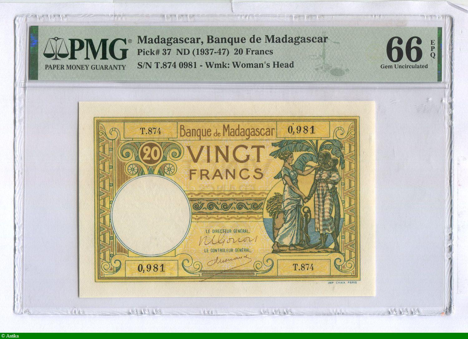 20 FRANCS Femme Français & Malgache