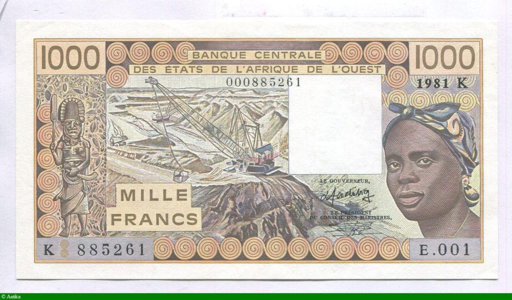1000 FRANCS Jeune Femme & exploitation minière