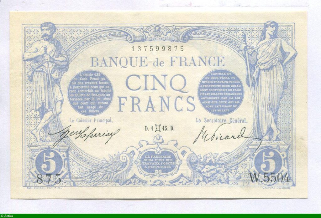 5 FRANCS BLEU - Type 1905