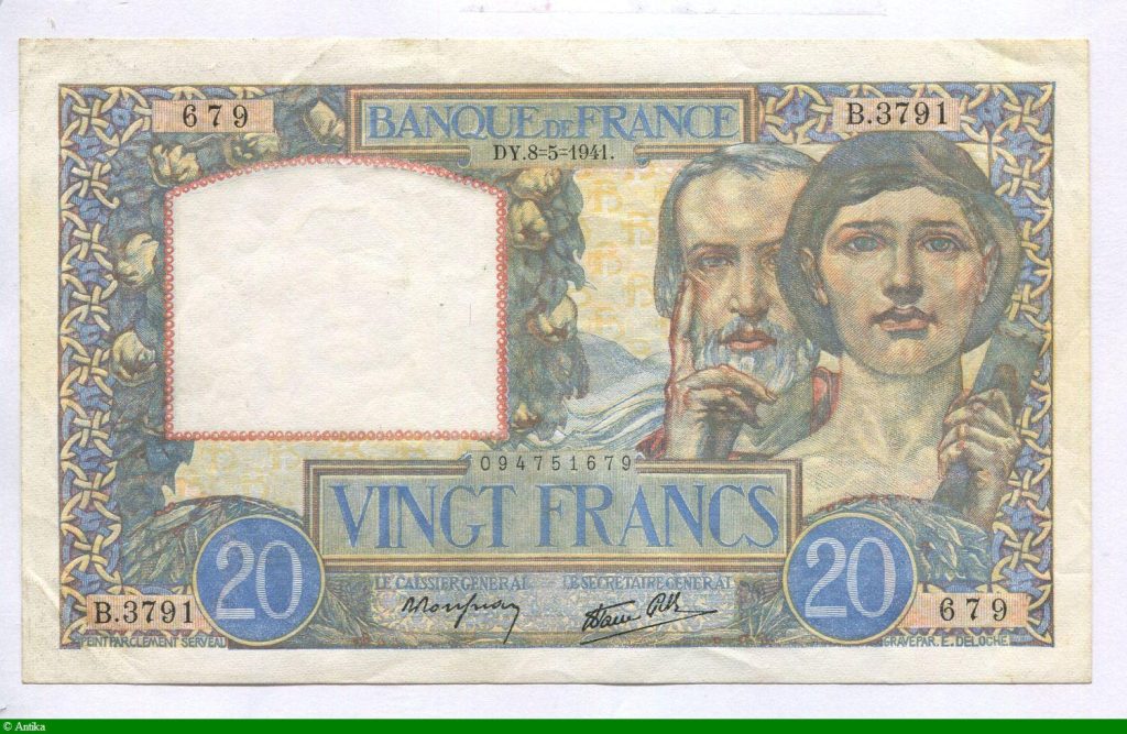 20 FRANCS SCIENCE & TRAVAIL - Type 1940