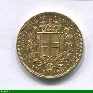 100 LIRE CHARLES ALBERT 32,24 gr Turin 6789 ex RARE