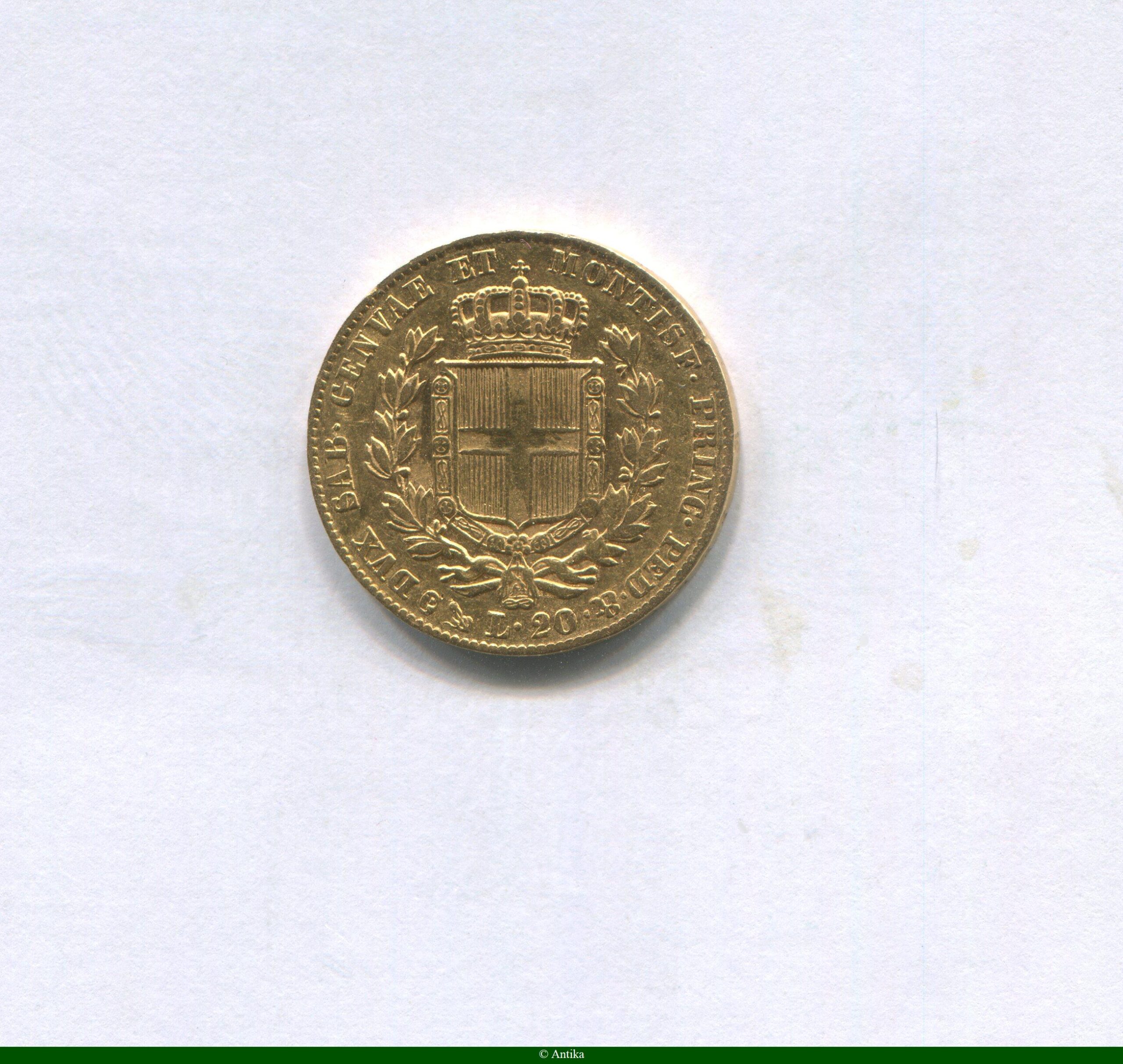 20 LIRE CHARLES ALBERT 6,40 gr Gênes 42233 ex