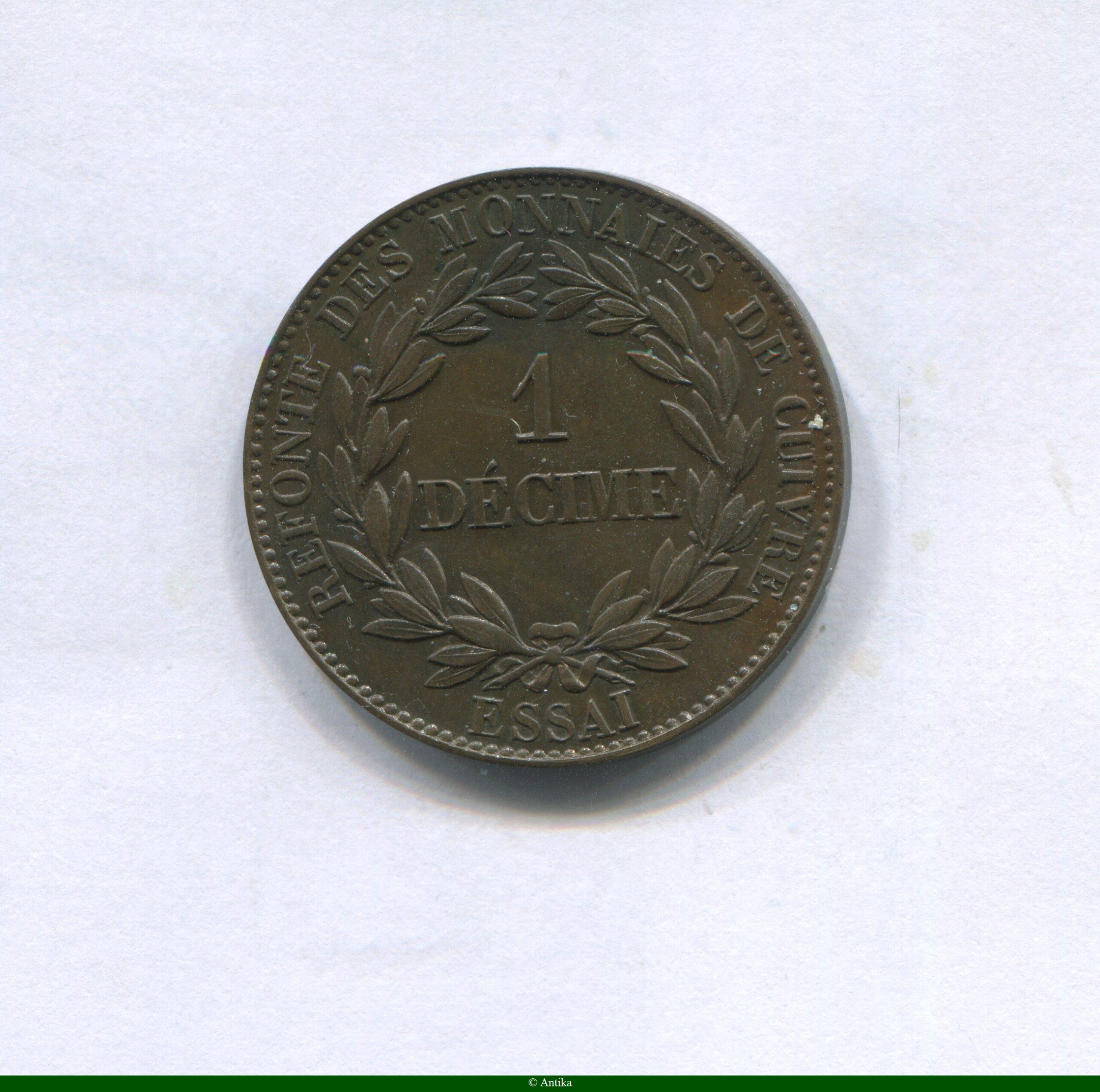 1 DECIME ESSAI Cu Type à la Charte de 1830