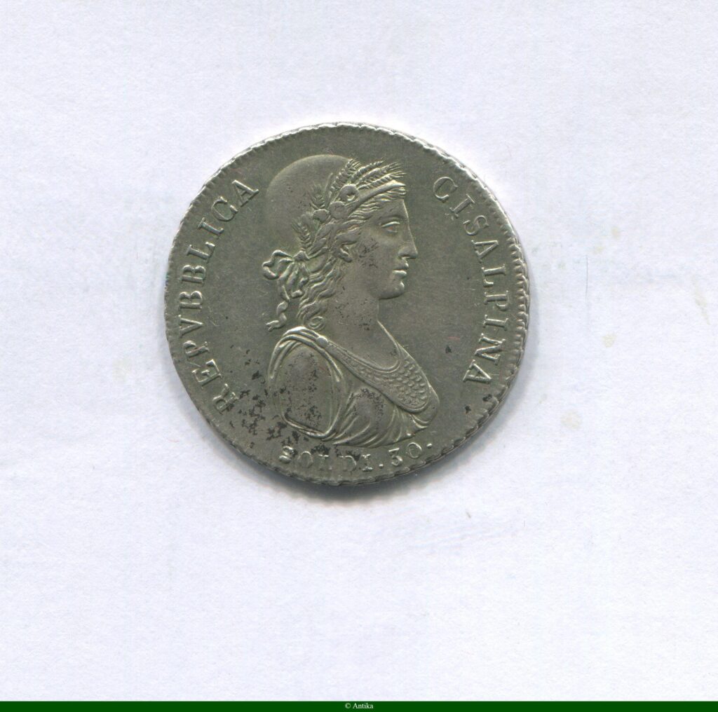 30 SOLDI Argt La République ,Buste Lauré casqué & drapé AN IX Milan