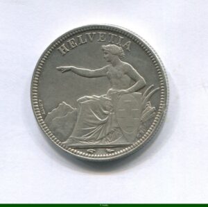 5 FRANCS Argt HELVETIA assise frappé à Paris
