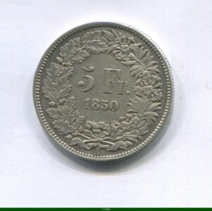5 FRANCS Argt HELVETIA assise frappé à Paris