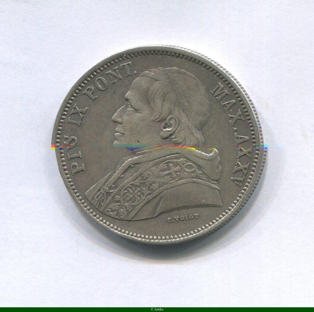 5 LIRE Argt PIE IX ANXXV Rome