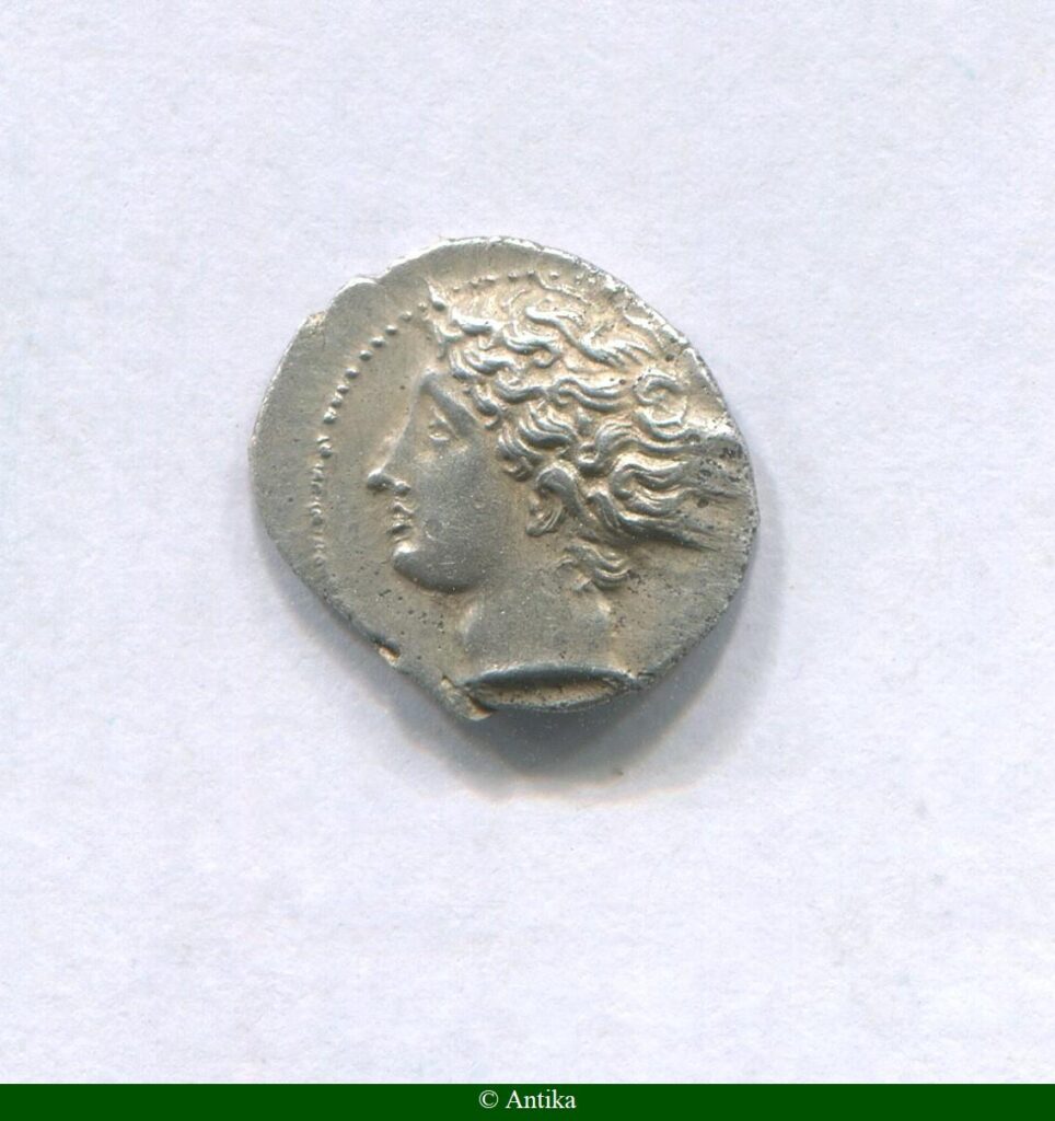 OBOLE Argt Tête à gauche Roue à quatre rayons Ca 300-250 Avt JC 0,69 gr