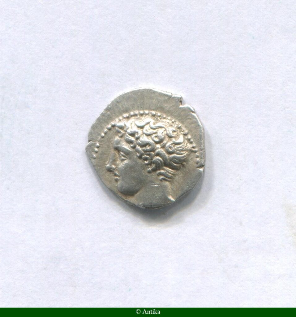 OBOLE Argt Tête à gauche Roue à quatre rayons Ca 300-250 Avt JC 0,71 gr