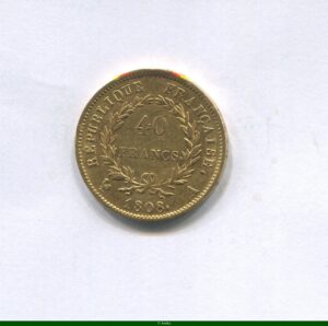 40 FRANCS OR NAP EMP revers REPUBLIQUE