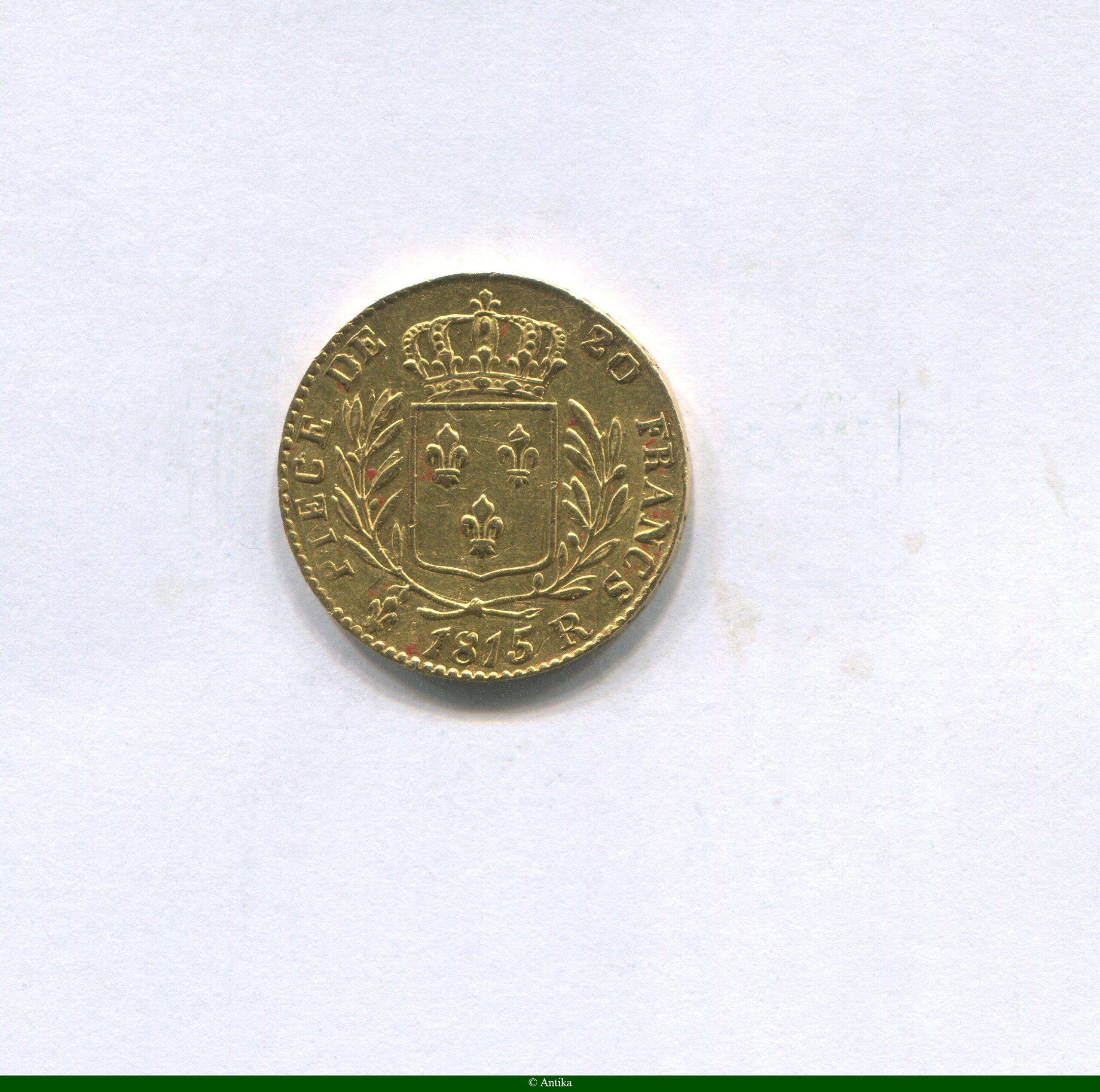 20 FRANCS OR Buste Habillé en exil 1815