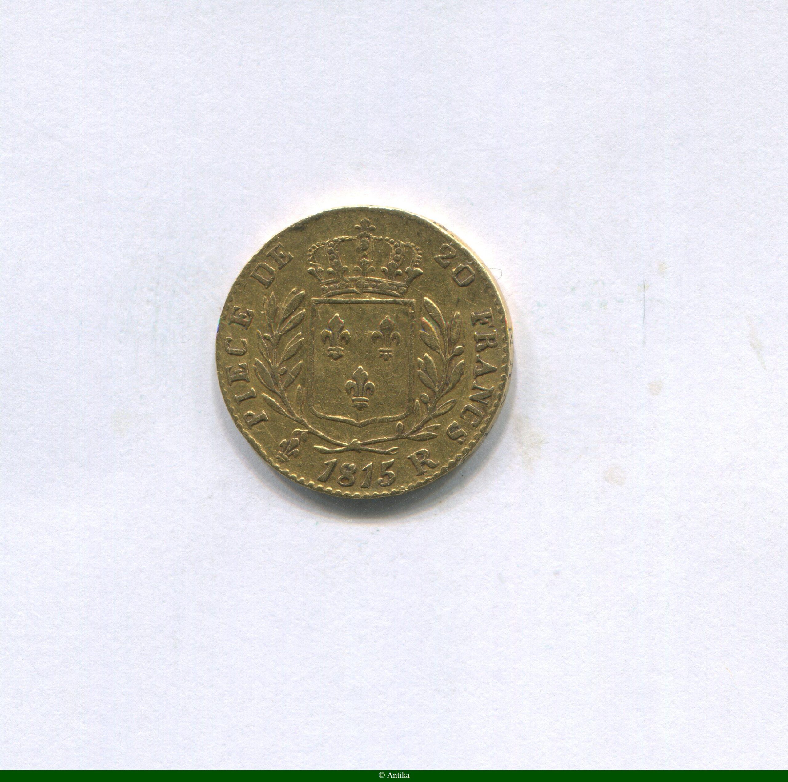 20 FRANCS OR Buste Habillé en exil 1815