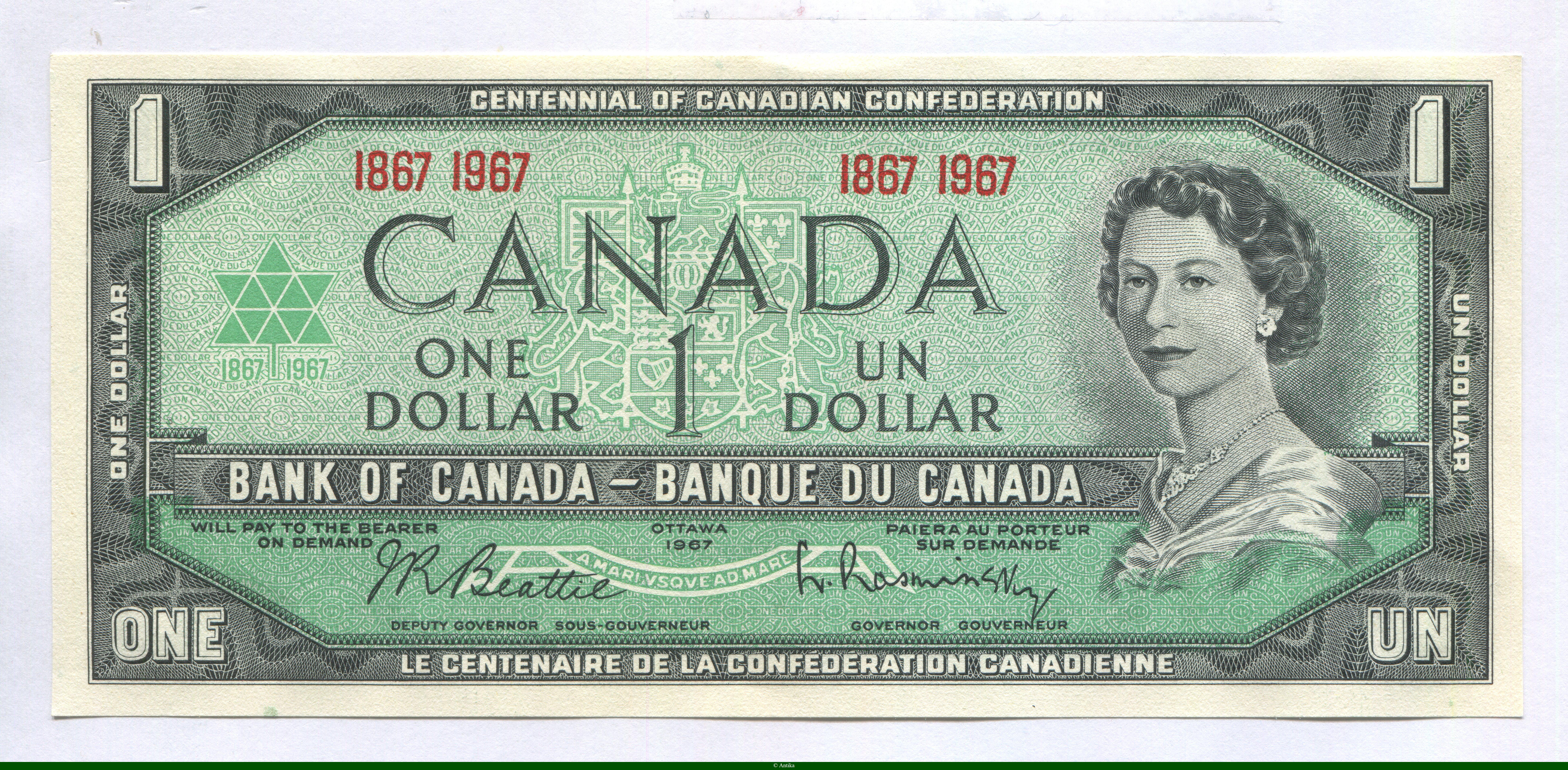 1 Dollar Elizabeth II Centenaire de la Confédération Canadienne 1867-1967