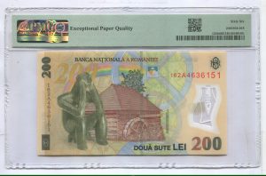 200 Lei Lucian Blaga Polymère PMG 66 (GEM Uncirculated) EPQ